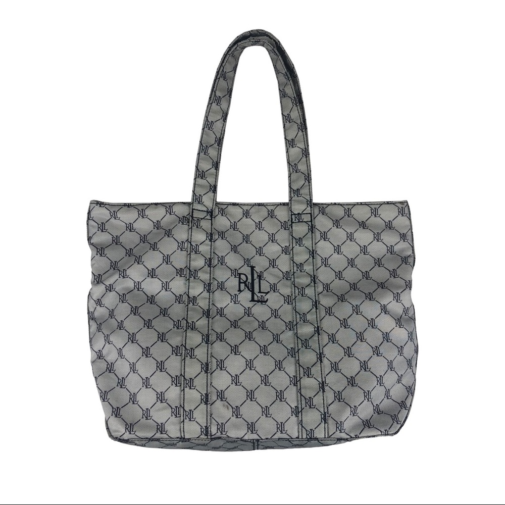 SOLD Vintage Polo Ralph Lauren Monogram Tote Shoulder Bag Purse Designer Print